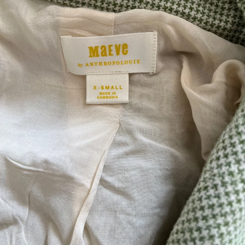 Anthropologie light green houndstooth trucker jacket XS - Picture 5 of 5